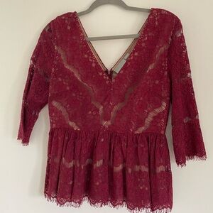 Peplum lace top from Anthropologie (brand Maeve)